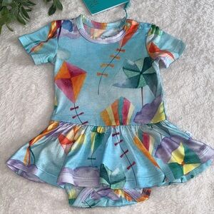NWT Posh Peanut Ryder Bodysuit Twirl Dress 0-3M Kites